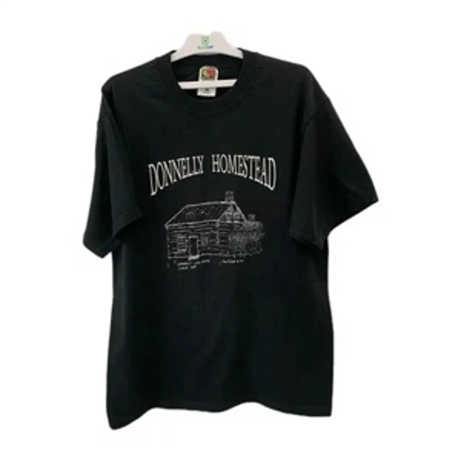 Donnelly Homestead T Shirt Fruit of the Loom USA M Black 90s History Tour Z58 vintage Washed graphic Top For Everyday Wear
