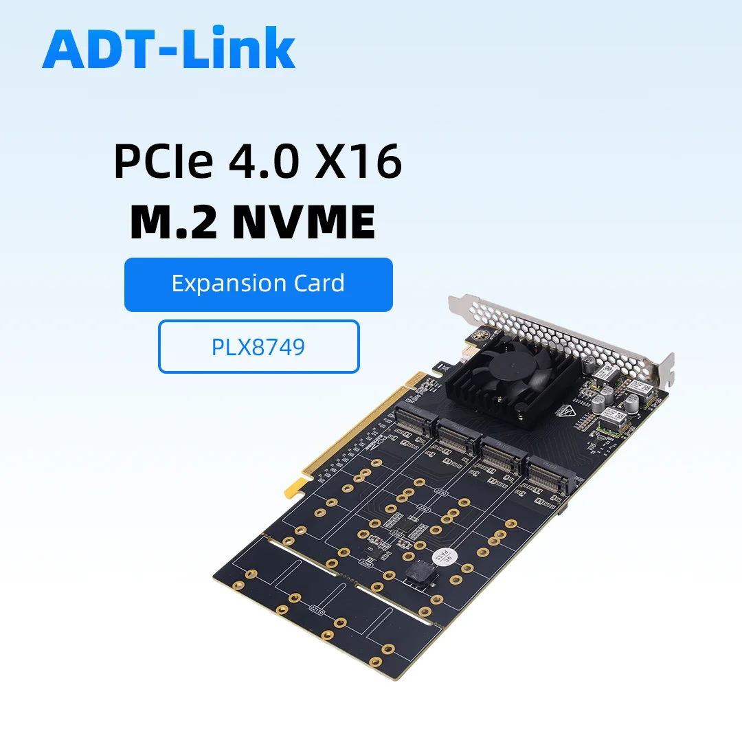 

8-Bay M.2 NVMe Expansion Card PLX8749, No Splitting Full-Height Bracket, Supports PCIe X1/X4/X8/X16 Bandwidth PCI-E Interface