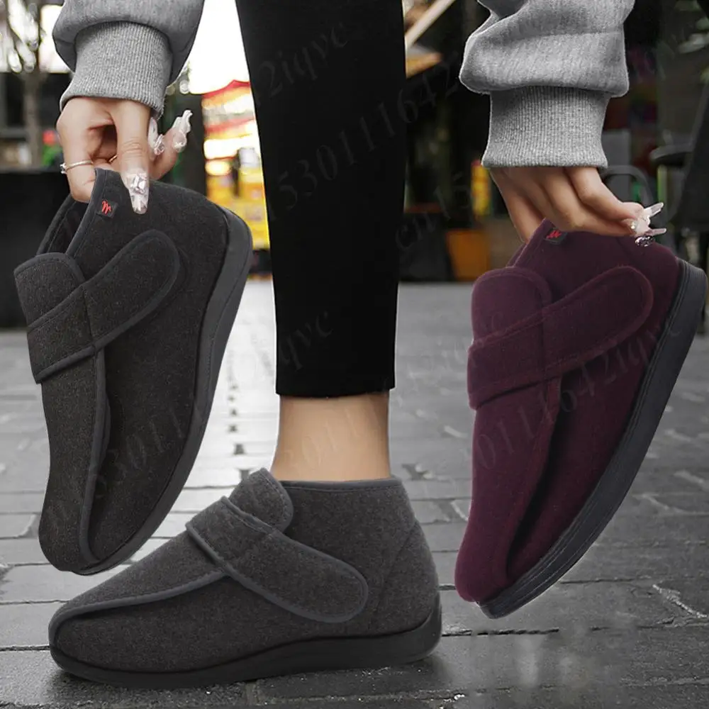 Scarpe per diabetici extra larghe Scarpe ortopediche slip-on antiscivolo Sneakers leggere per edema Sneakers con gancio e anello per piedi gonfi