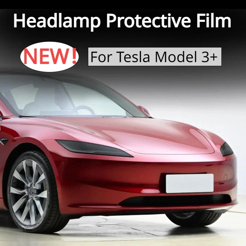 Headlamp Protective Film For Tesla Model 3+ TPU Transparent Smoked Black Headlight Film New Model3 Highland 2024 Car Accessories