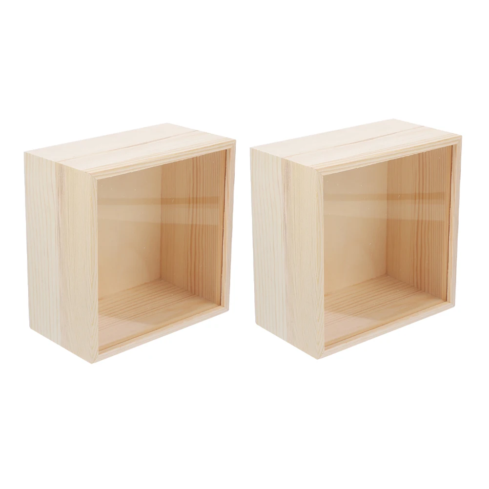 

2 Pcs Acrylic Storage Box Wood Container Boxes with Lids Small Jewelry for Crafts