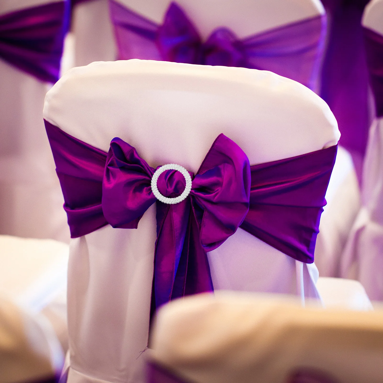 

100Pcs Chair Sash Buckle Clips Silver Tone Rhinestone Ribbon Slider for Wedding Banquet Party Invitation Decoration