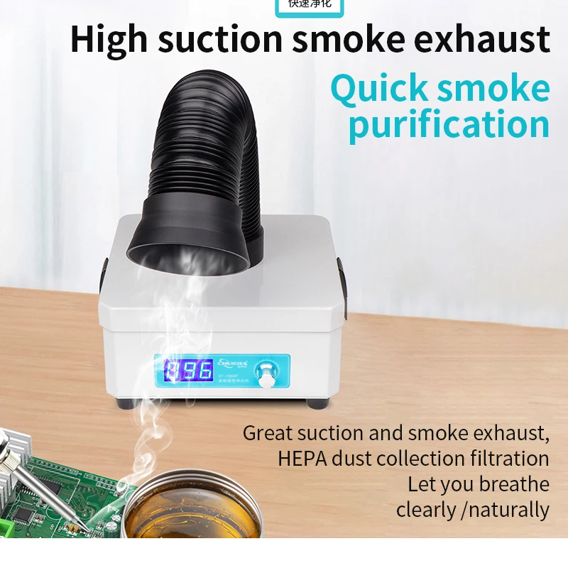 LUXIANZI Purification Smoking Instrument Accessories LED Display Solder Fume Extractor Adjustable Peed Welding Smoke Absorbe