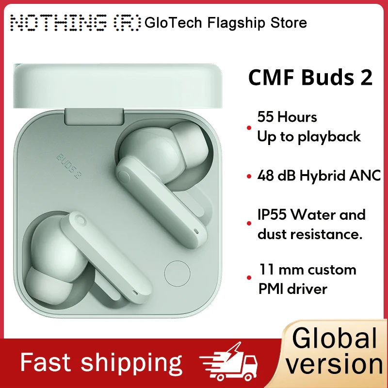 Nothing CMF Buds 2 Up to 13.5hours of continuous playback 11mm PMI Driver with Dirac Opteo™48 dB Hybrid ANC 6-mics Clear Voice T