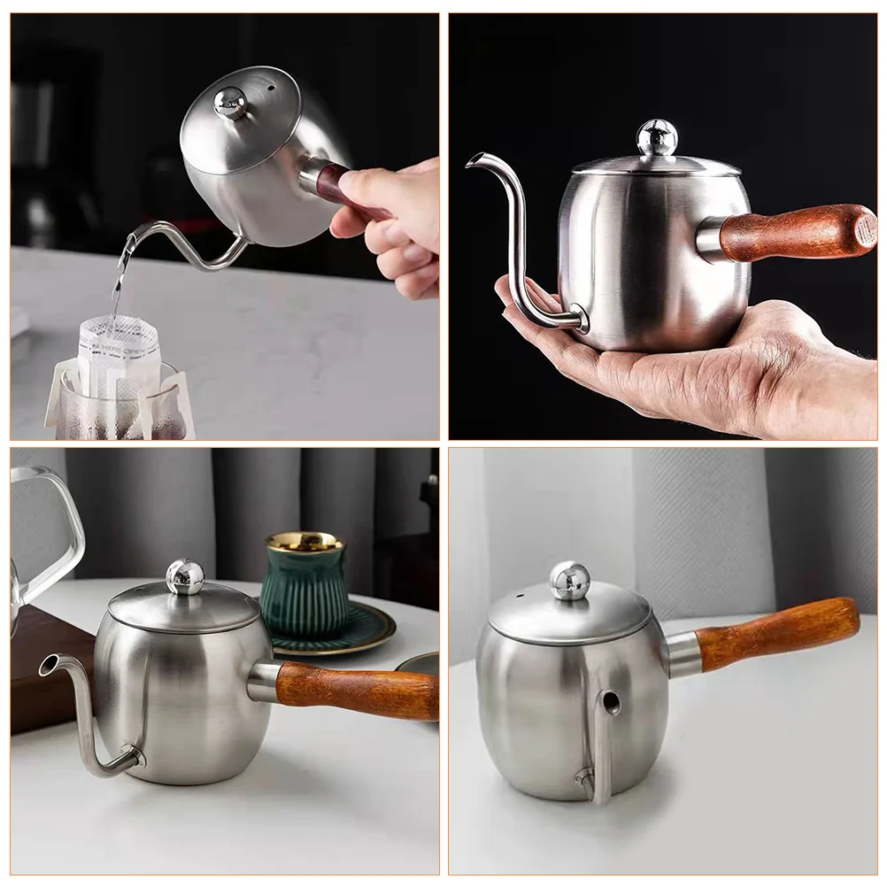 

Modern Mini Hand Drip Gooseneck Coffee Kettle Stove Top Camping Home Premium Stainless Steel Long Spout Pot No Rust Mirror Inner