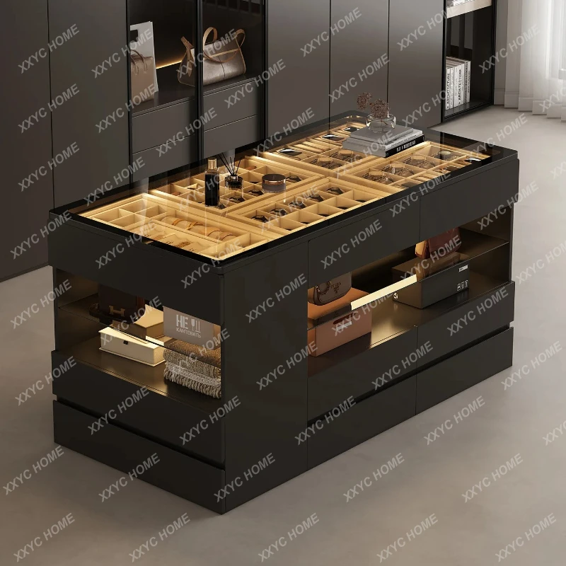 

Минималистичный островной шкаф-витрина от пола до потолка для украшений, комод для хранения ювелирных изделий, шкаф для гардеробной