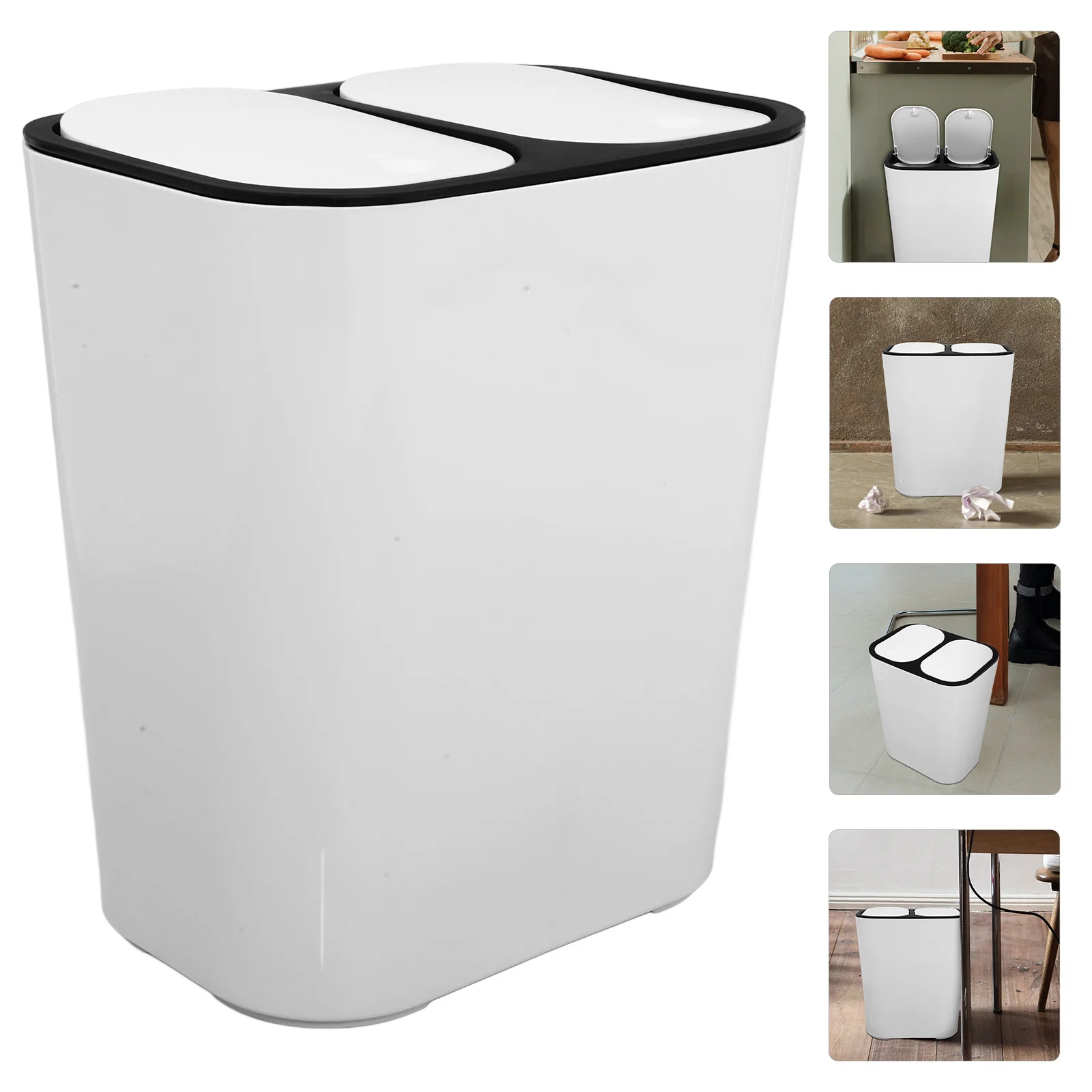 

Space Saving Dual Bin Trash Can Perfect for Home Office School Compact Size with Big Opening Dual Compartment Trash Can