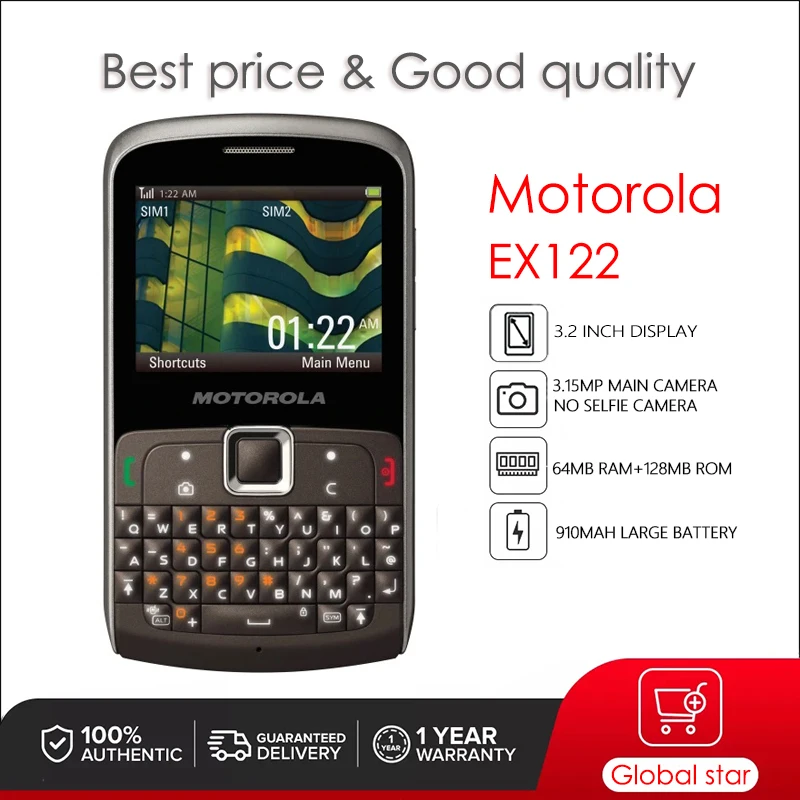 Original Motorola EX122 EX126 Unlocked Refurbished Mobile Phone GSM 900 / 1800 Good Quality With 1 Year Warranty