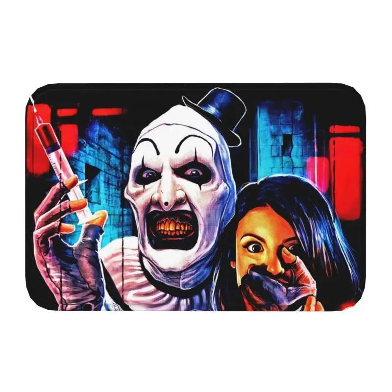 Halloween Clown Horror Movie Terrifier Front Door Mat Anti-Slip Outdoor Quick Dry Doormat Floor Bath Entrance Rug Carpet