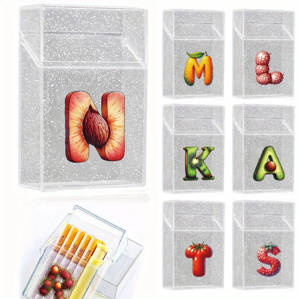 

Durable Crystal Cigarette Storage Case Portable Pressure-Resistant Protector Creative Tobacco Pack Holder Fruit Letter Pattern