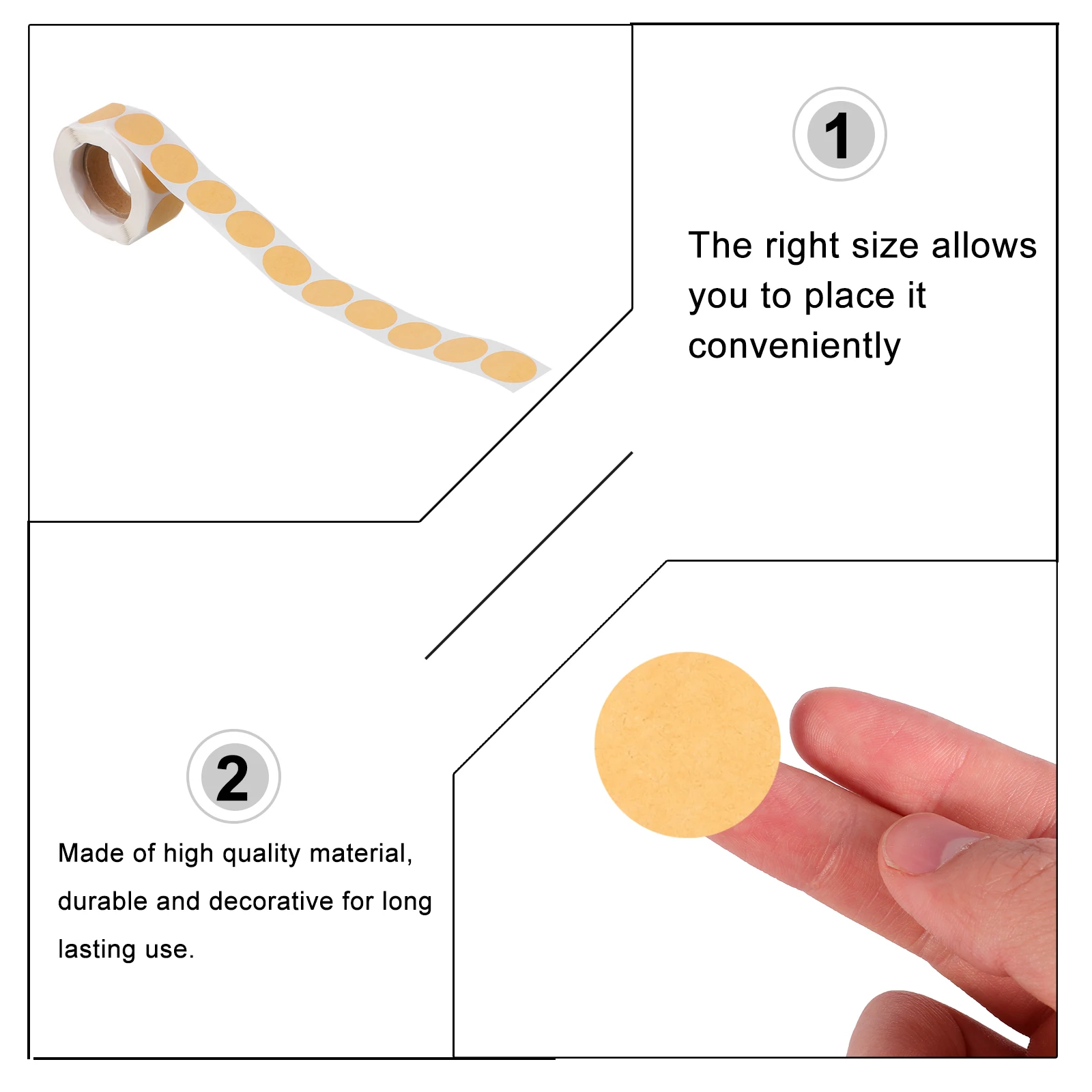 

Round Coding 2 Rolls Self Adhesive Gift Tags Khaki Kraft Paper DIY Kraft Paper Stickers Stickers Name Decals Folder Marking