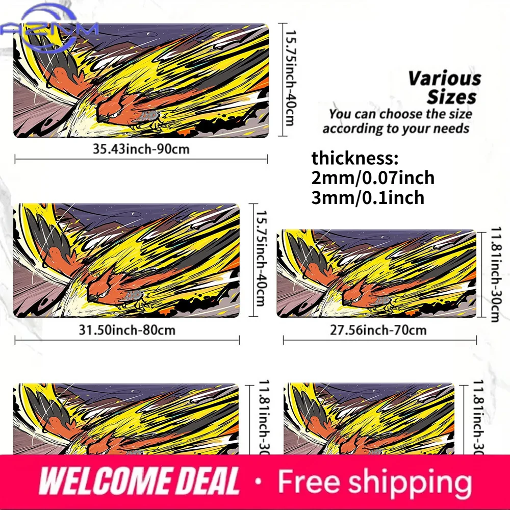 Pokemon Talonflame Battle Gaming Mouse Pad Tapete de mesa de borracha antiderrapante