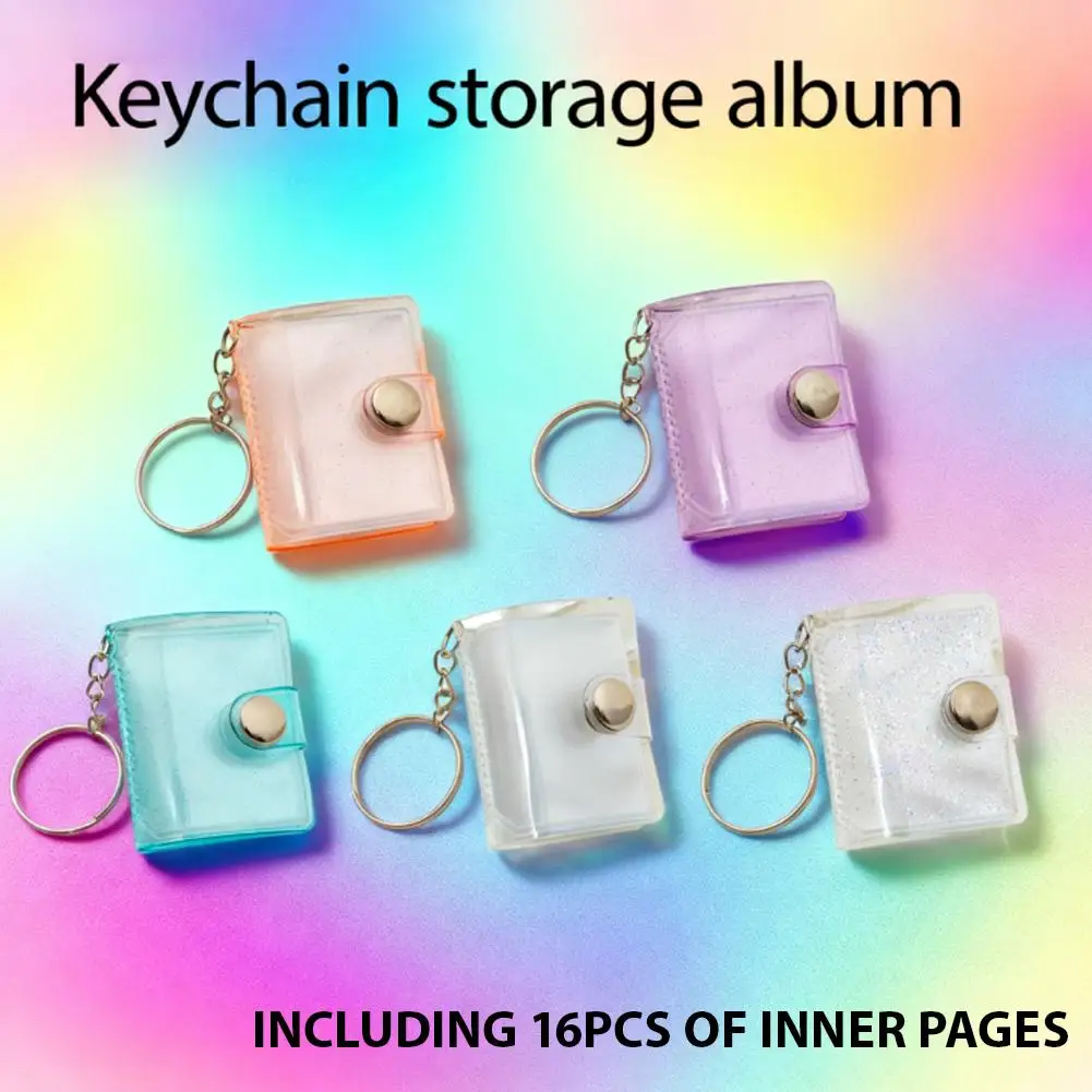 New 1-inch Holder Pockets Photo Transparent DIY Mini Photo Album Keychain Portable Certificate Photo Storage Portable Key Ring
