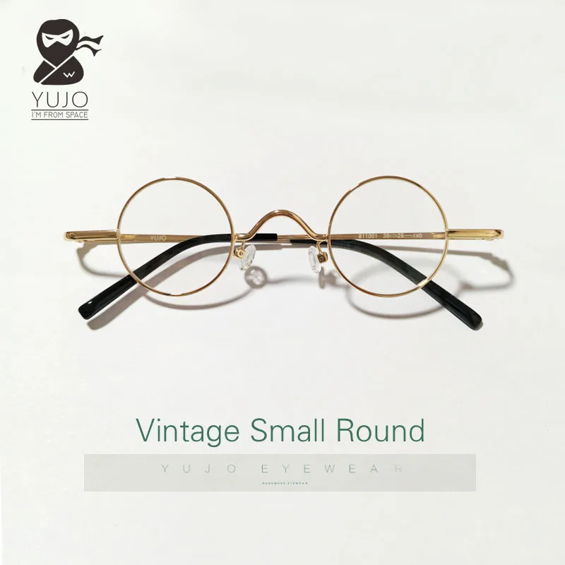 

Vintage small round metal eyeglass frame anti blue light prescription for myopia presbyopia reading glasses lens size 35mm