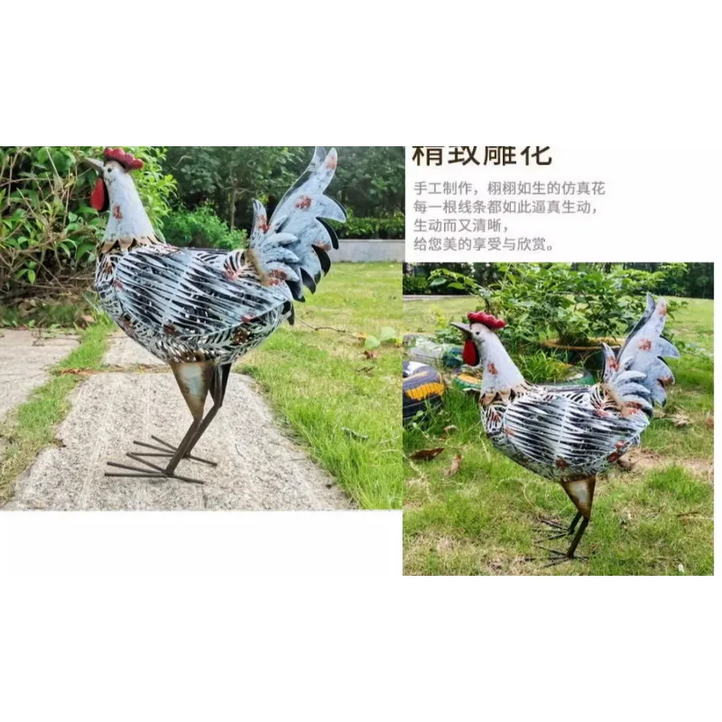 في الهواء الطلق مقاوم للماء الشمسية الديك أضواء الزخرفية البستنة تمثال اللوحة العتيقة متوهجة مشرق الحديد الحيوان ضوء الزخرفية