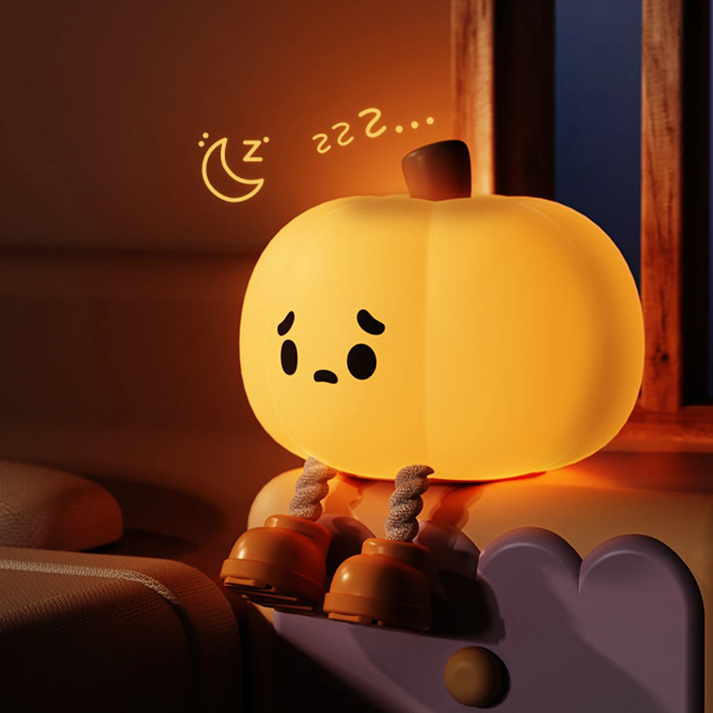 Cute Pumpkin Night Light, Dimmable Silicone Cartoon Pumpkin Lamp With Timer, Rechargeable Touch Nightlight For Nursery