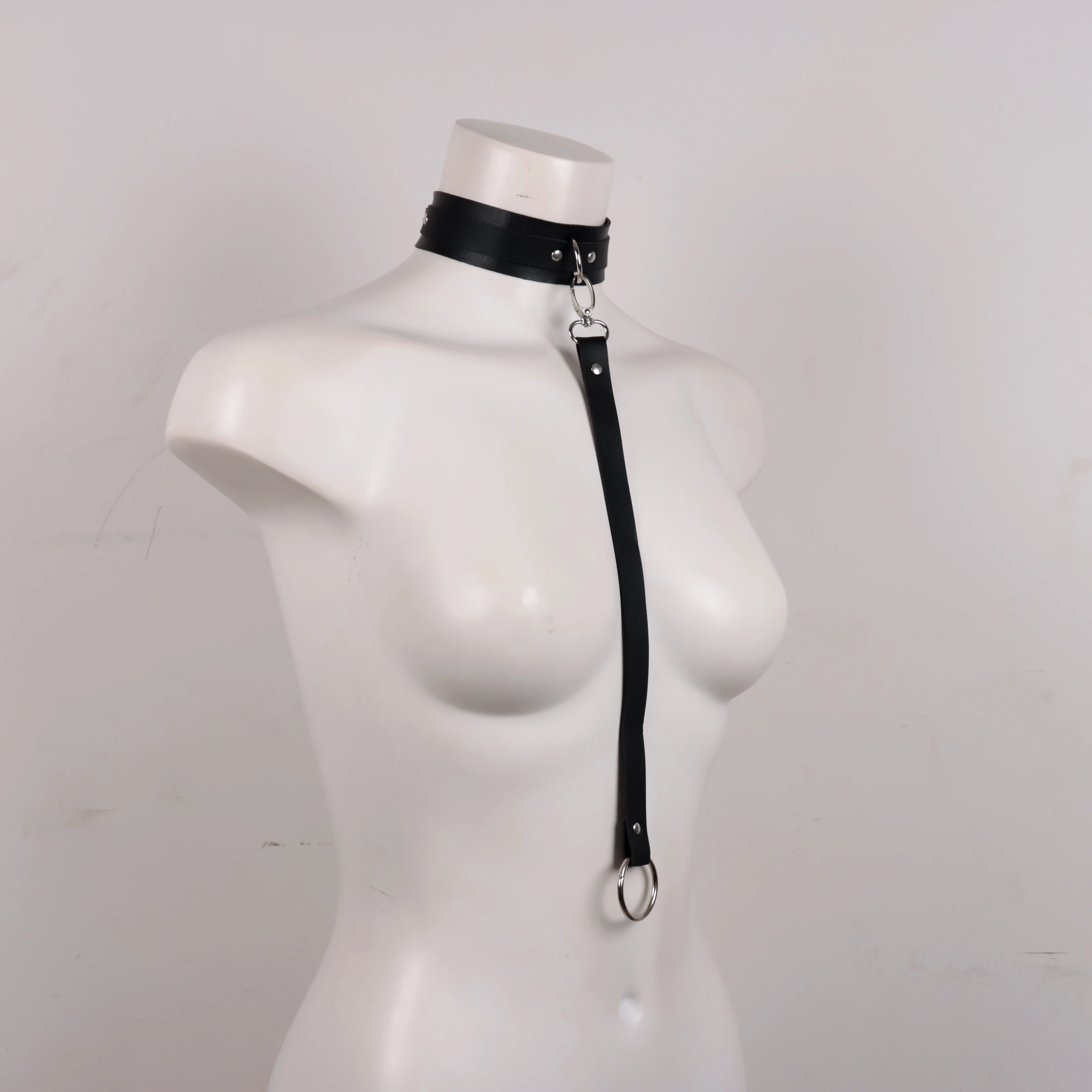 Exotic Accessories of Bdsm Slave Bondage Leather Collar with Leash Belt Choker Necklace Animal Pet Accessories Adjustable Black