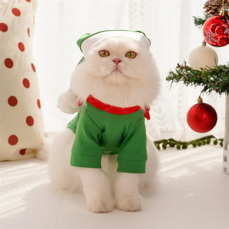 Christmas Pet Costume Christmas Elf Dog Costume Clothes Funny Cosplay Puppy Cat Xmas Costume Outfit Winter Hoodie Coat for Dogs