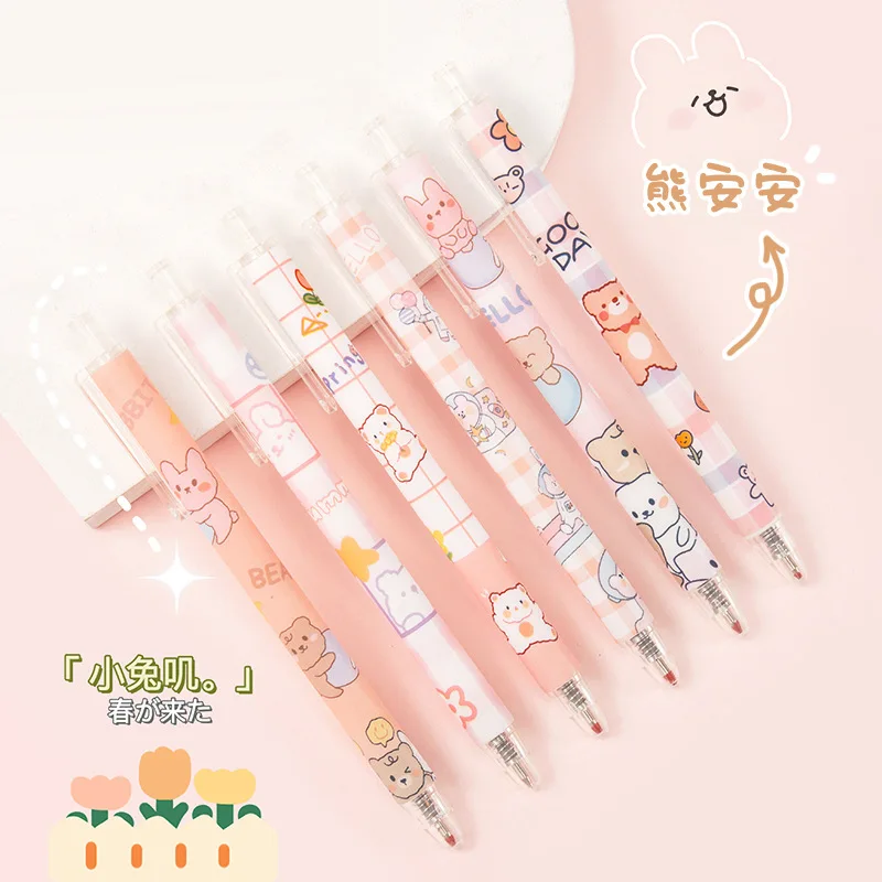 Koreanischen stil fass drücken gel stift push-pen ins mädchen herz Black Bullet student wasser stift schnell trocknend unterschrift stift Glas stift