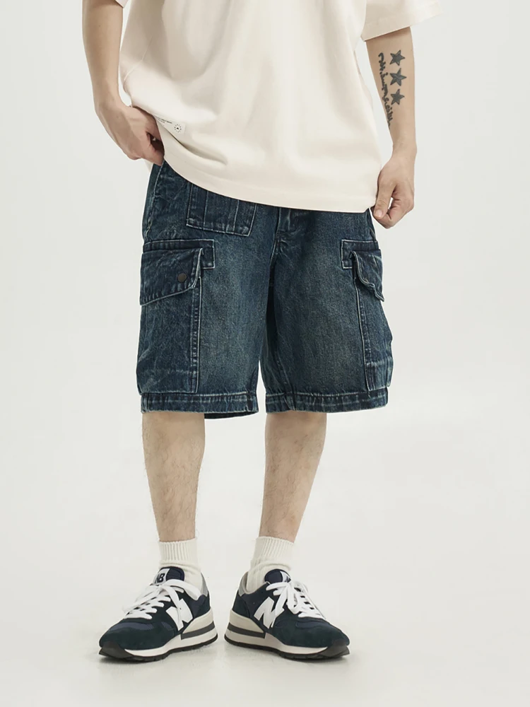 

Джинсы Midupdate: повседневные, свободного кроя, прямые, из оригинального денима, с эффектом потертости, молодежные, модные, из хлопкового канваса, рабочая одежда, шорты