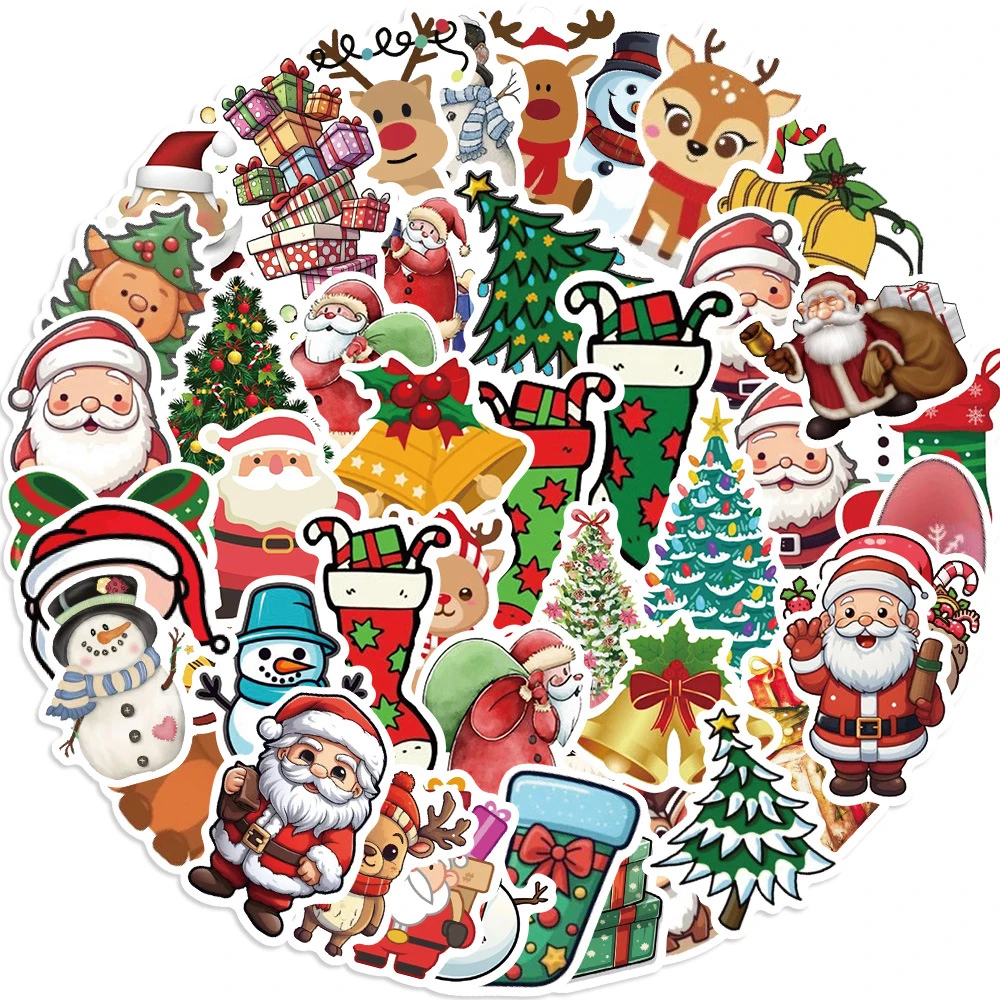 10/30/50 stücke Retro Weihnachten Cartoon Aufkleber Ästhetische Dekoration Aufkleber Spielzeug DIY Telefon Notebook Laptop Santa Claus Aufkleber