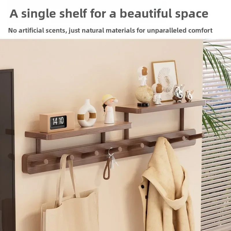 New model Wall-mounted solid wood coat rack, no punching on the wall, hook behind the door, bedroom entrance,  row hook hanger