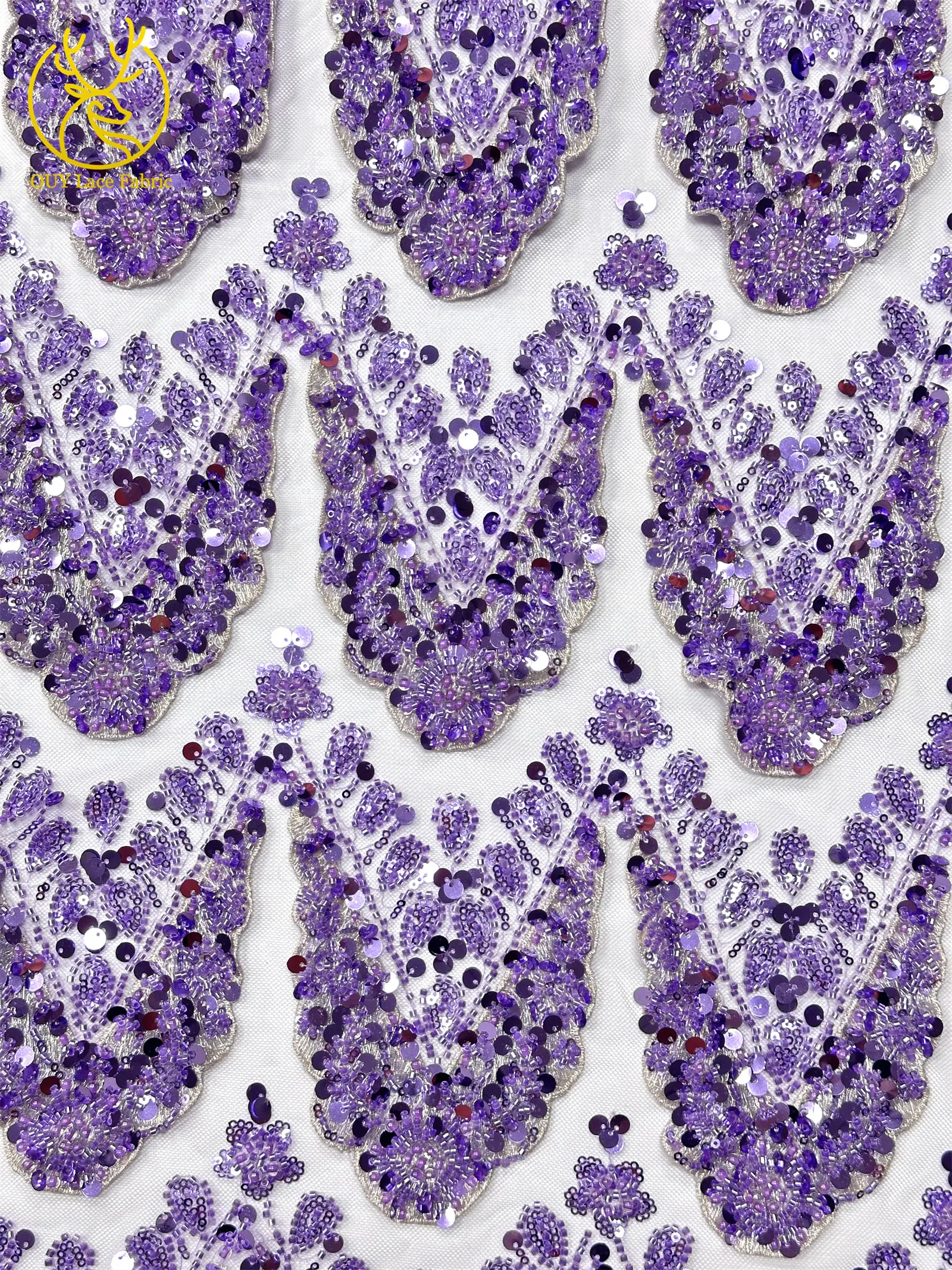 Hochwertiger luxuriöser französischer 3D-handbestickter Perlen-Spitzenstoff, 5 Yards, afrikanischer nigerianischer Pailletten-Spitzenstoff für Braut- und Partykleider – Detail 7