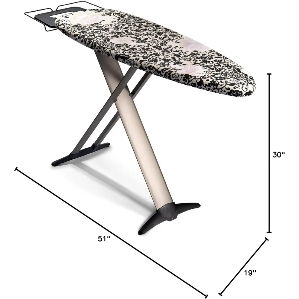 Luxe Strijkplank-Extra Breed 62X19 ”Stoomstrijkijzer Steun, In Hoogte Verstelbaar, T-Leg Opvouwbaar, Europees Gemaakt Hoge Endironing Board