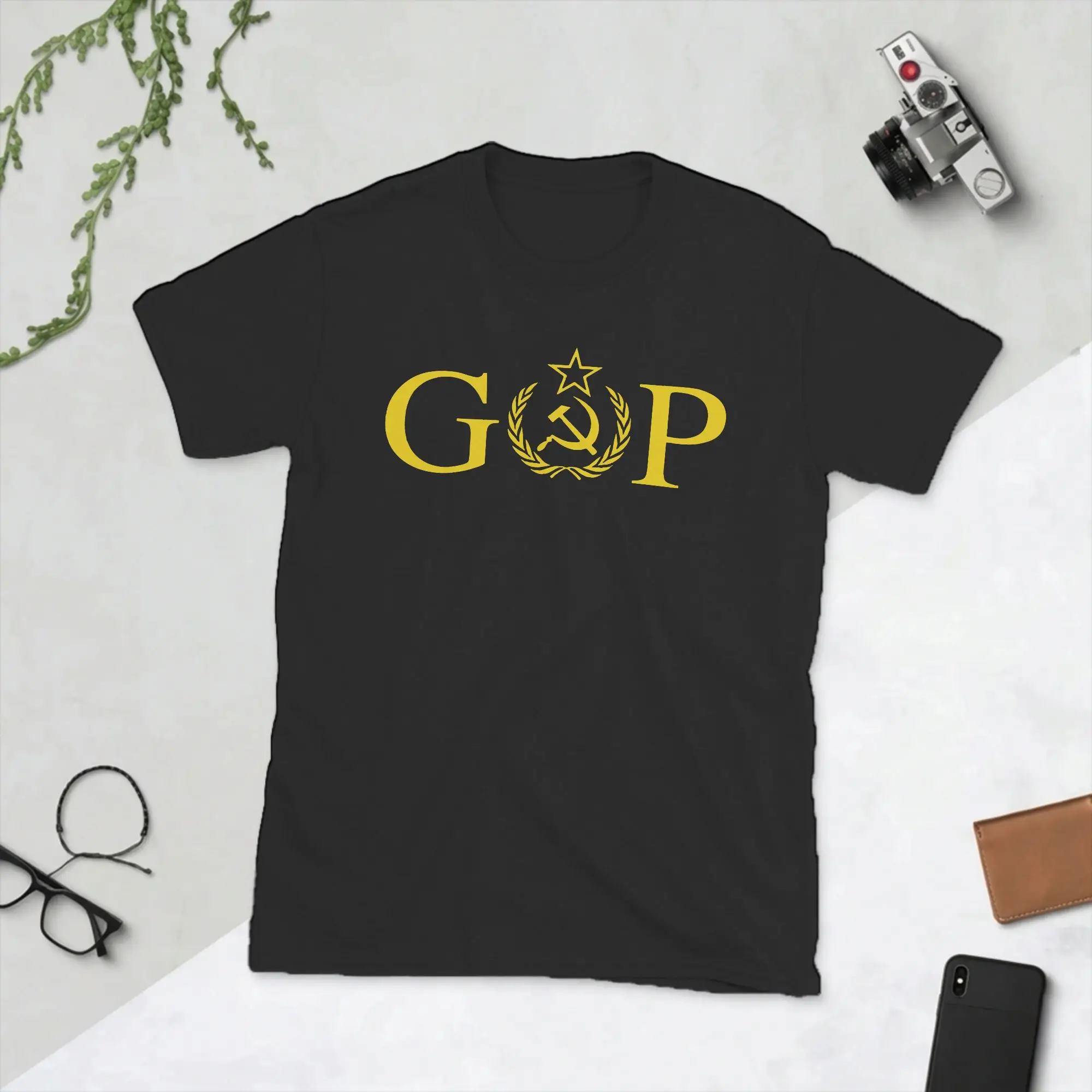 Vintage CCCP GOP Treason Soviet Hammer and Sickle T-Shirts for Men Crew Neck Pure Cotton T Shirts  Short Sleeve Tees Big Size