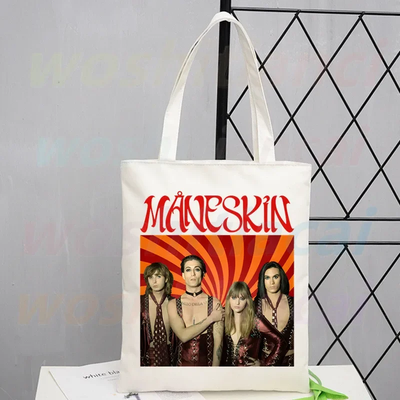 Maneskin Hip Hop weibliche Handtaschen heiß verkaufen Mode Handtasche Leinwand Tasche Tasche Damen lässige Umhängetasche wieder verwendbare Einkaufstaschen