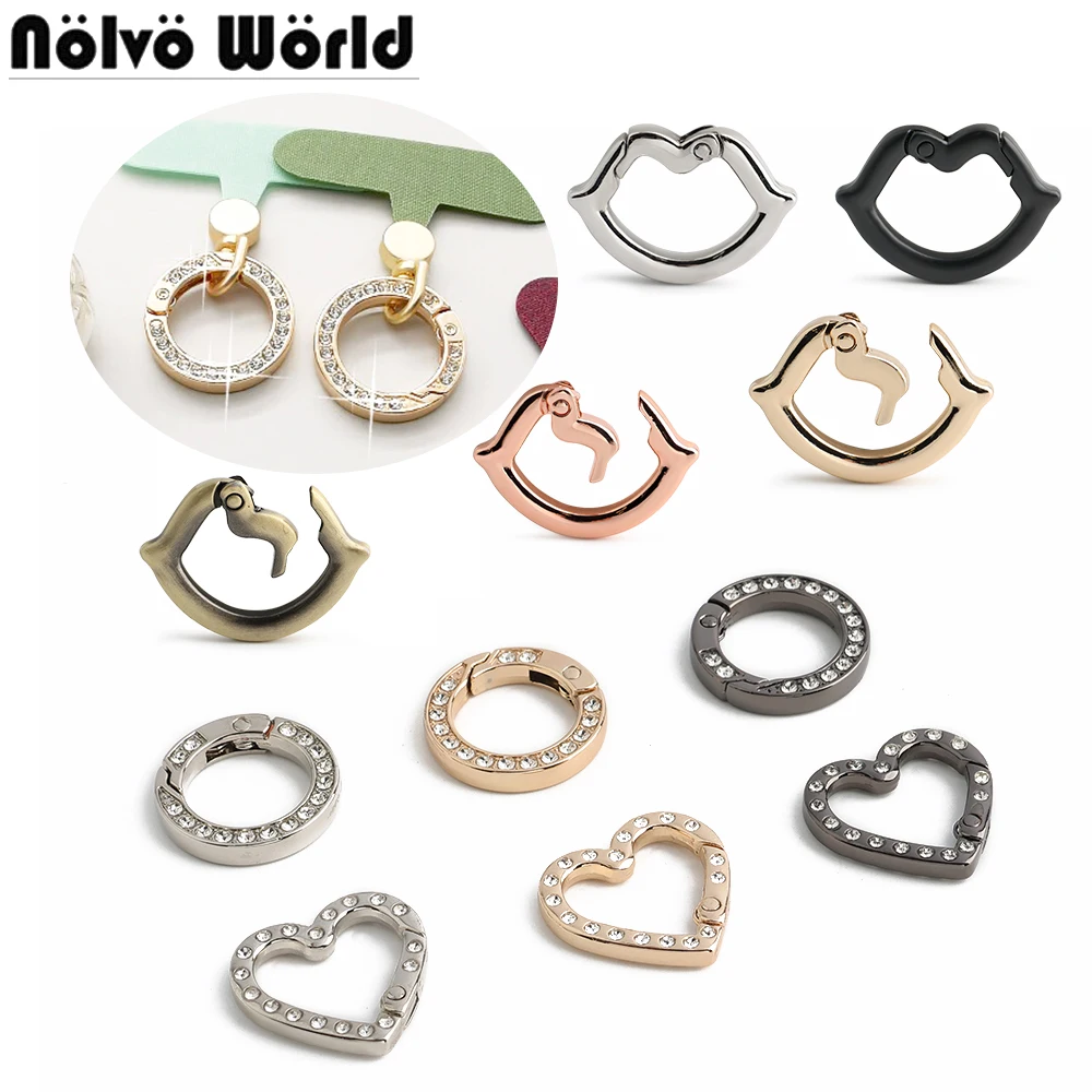 5/30/100PCS Lip/Round Shape Heart Carabiner Connector Ring Spring Clasp For Bag Clip Hook Buckle Keychain DIY Making Accessories