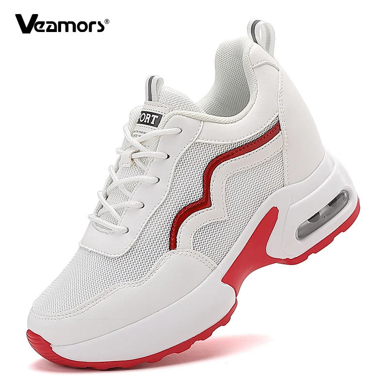 

Women Fashion Mesh Walking Shoes Air-cushion Comfort Casual Sneakers Ladies Inner Height-increasing Footwear for Travel Working