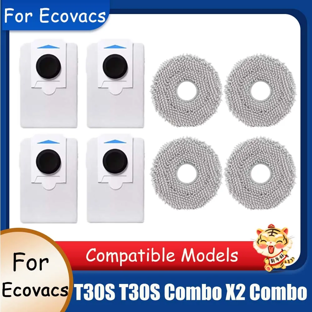 Ecovacs 로봇 진공 청소기용 먼지 봉투, T30S 콤보 X2 콤보 T30S 용 액세서리, 걸레 소모품, 걸레 천 걸레 패드, 예비 부품