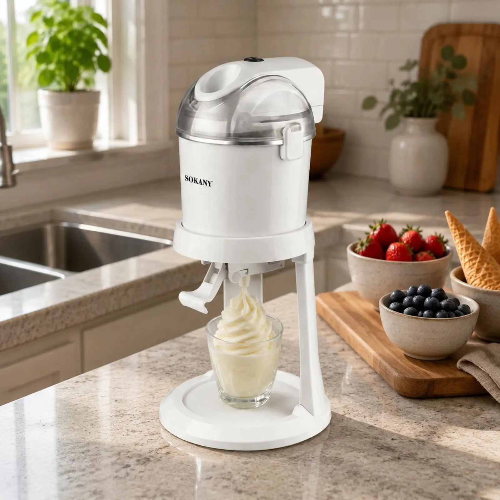 

Ice Cream Appliance Homemade Ice Cream Machine Chilled Yogurt Appliance Compact Kitchen Appliance Easy to Clean