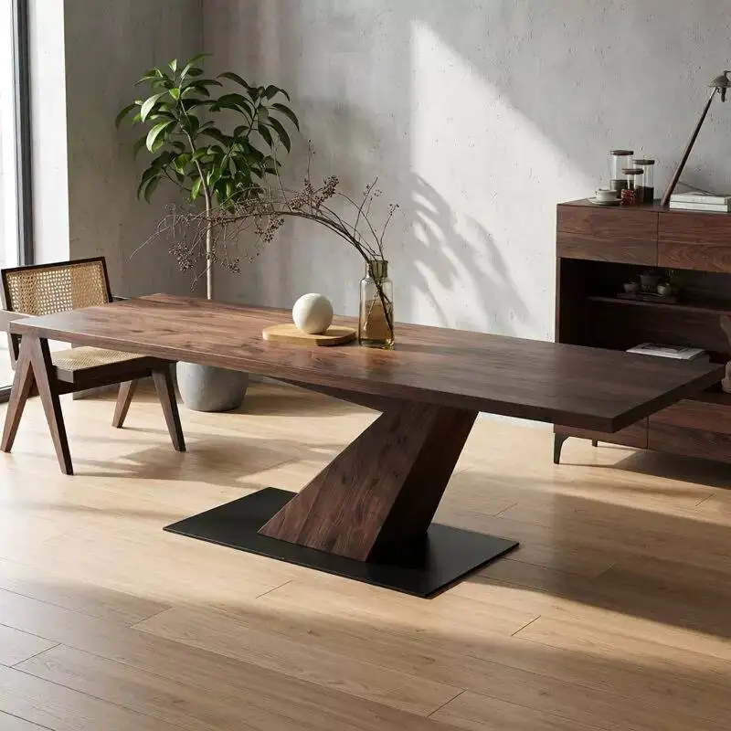 Designer Italian Chairs Dining Table Wood Style Modern Foldable Dining Table LivingRoom Walnut Mesas De Restaurante Furniture