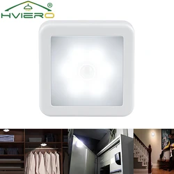 Motion Controlled Human Body Sensor LED Night Light Smart Battery Operated WC Bedside Lamp For Room Hallway Pathway Home Light