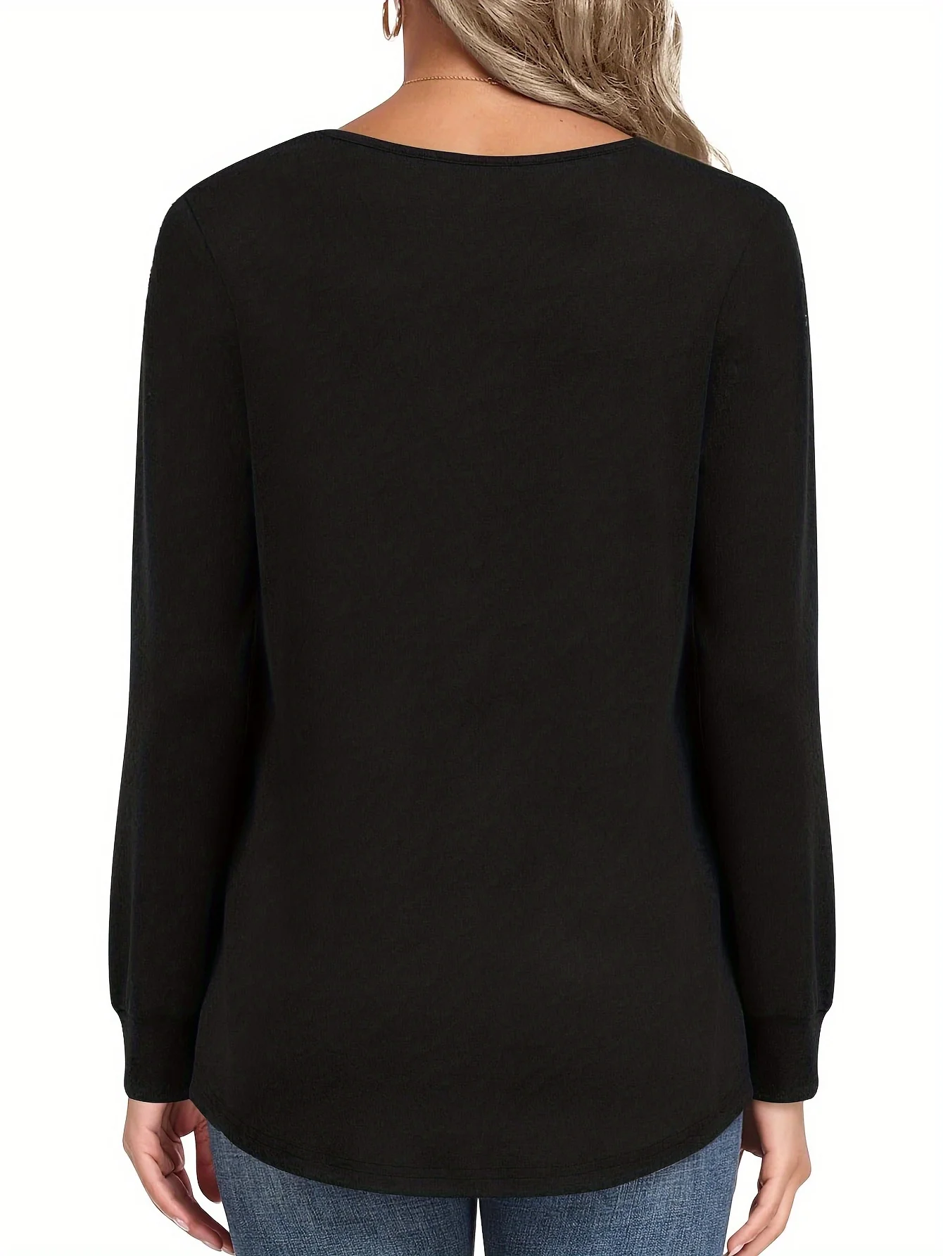 Plus Size Damen Langarm-Plissee-Oberteil für Stilvollen Komfort – Detail 2