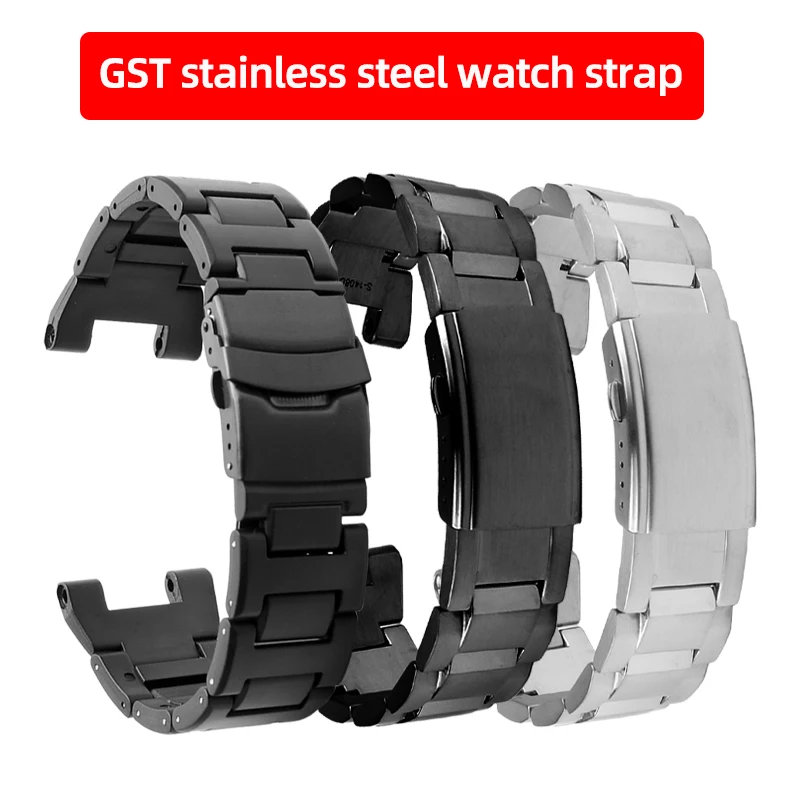 High quality stainless steel strap for Casio Steel Heart GST-B100 GST-S110 GST-W300 GST-410 GST-210 special strap men's bracelet