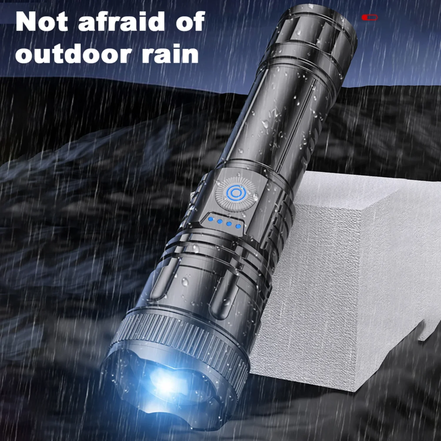 500LM Portable Handheld Light 3 Light Modes  Camping Flashlight Tactical Camping Lantern 1200Mah Waterproof  Emergency Use