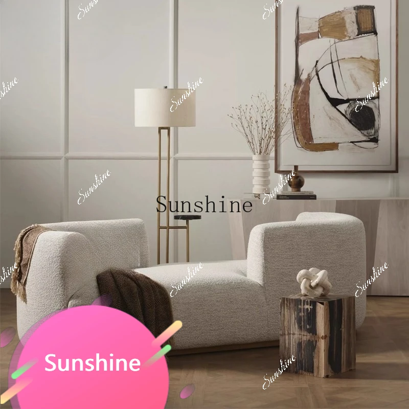 

Italian minimalist fabric chaise longue living room solid wood beauty couch