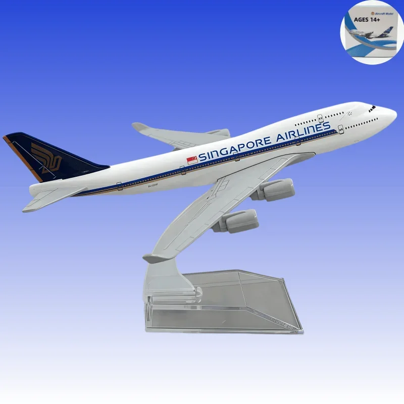 

1/400 Scale B747 Singapore Airlines Alloy Aircraft 16cm Boeing 747 Aircraft Model Toys Decoration Children's Collection Gifts
