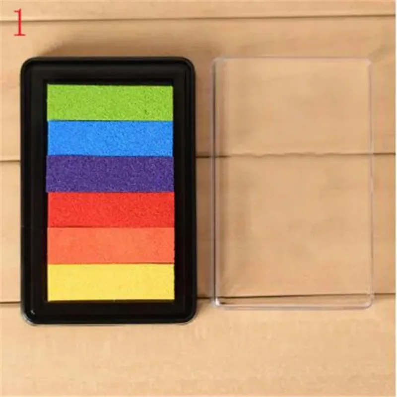 6 Colors / Box Safety Non-Toxic Multicolor Ink Pad Gradient Color Rainbow Inkpad