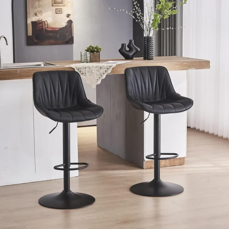 

Bar Stools Set of 2 for Kitchen Island, Black Swivel Tall Bar Stools, Modern Counter Height Bar Chairs with 300LBS Support