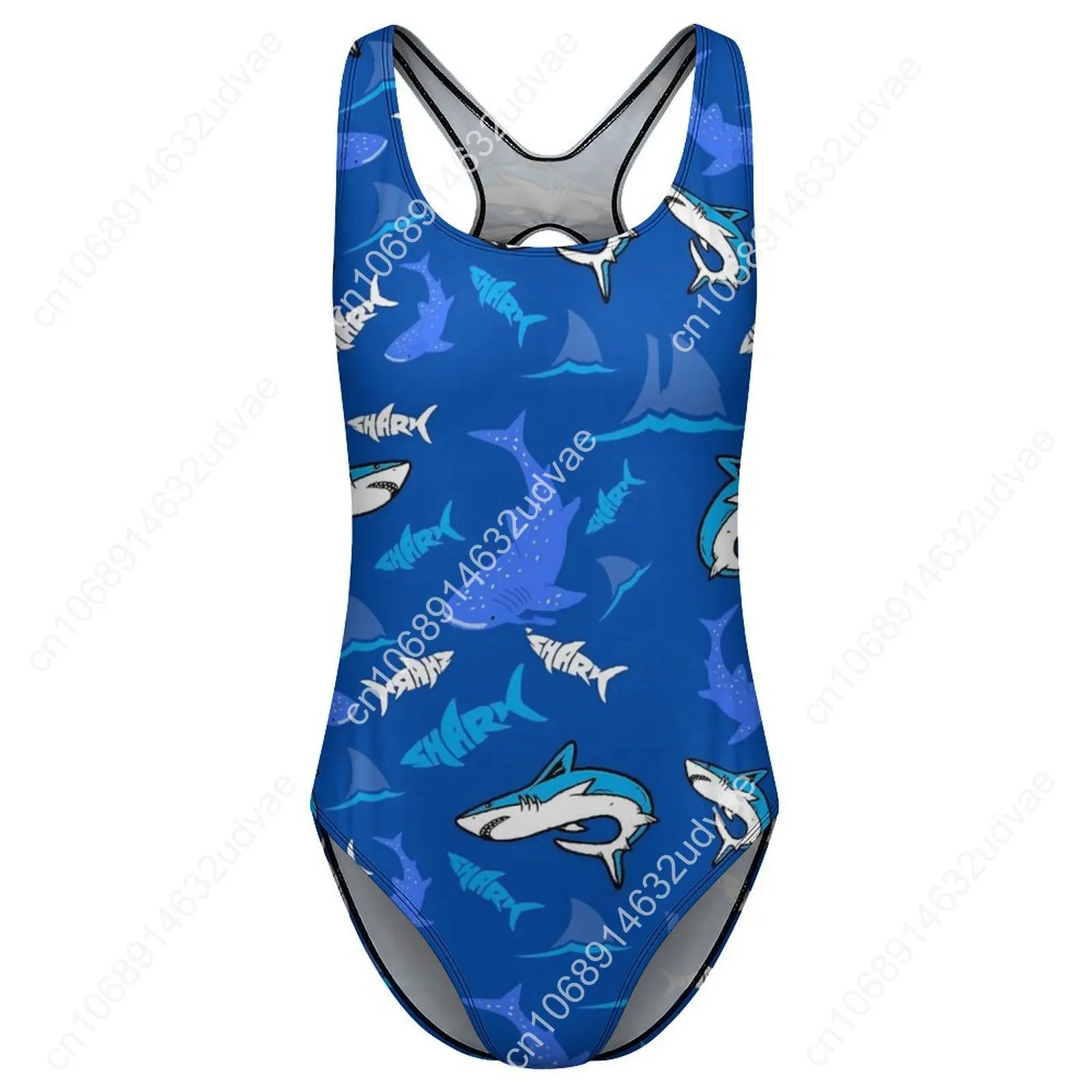 Traje de baño de tiburones azules, traje de baño Sexy de una pieza con estampado de animales, trajes de baño Push Up, trajes de baño elegantes para piscina y vacaciones
