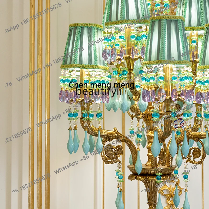 S7486 ss European Style French Living Room Lighting Retro Green Romantic Decorative Art Brass Floor Lamp