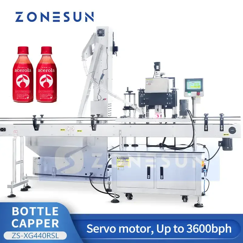 ZONESUN ZS-XG440RSL Automatic Servo Bottle Capping Machine High Speed Four-Roller Screw Capper for Diverse Caps & Bottles