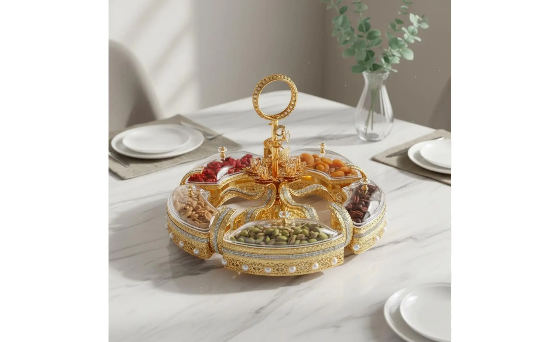 Covered Fruit Tray Lightweight Divided Snack Tray Lidded Snack Platter Dust Protection Decorative Candy Dish Moisture-Resistant