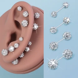 2pcs Cartilage Tragus Daith Helix Conch Piercing Ear Stud Accessory Bing Crystal Stud Earrings Fashion Jewelry Gift 20G