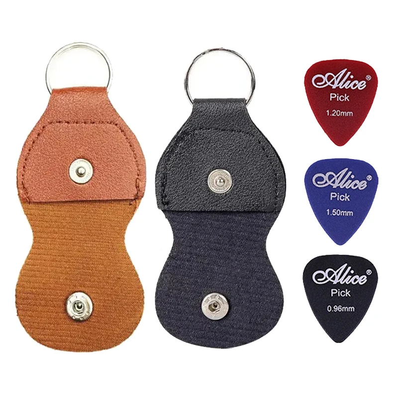  1Pc Leder Guitarra Plektrum Fall Tasche Gitarre Pick Halter Echte Schlüsselbund Form Gitarre Zubehör Lagerung Box Tragbare TMZ – Detail 10