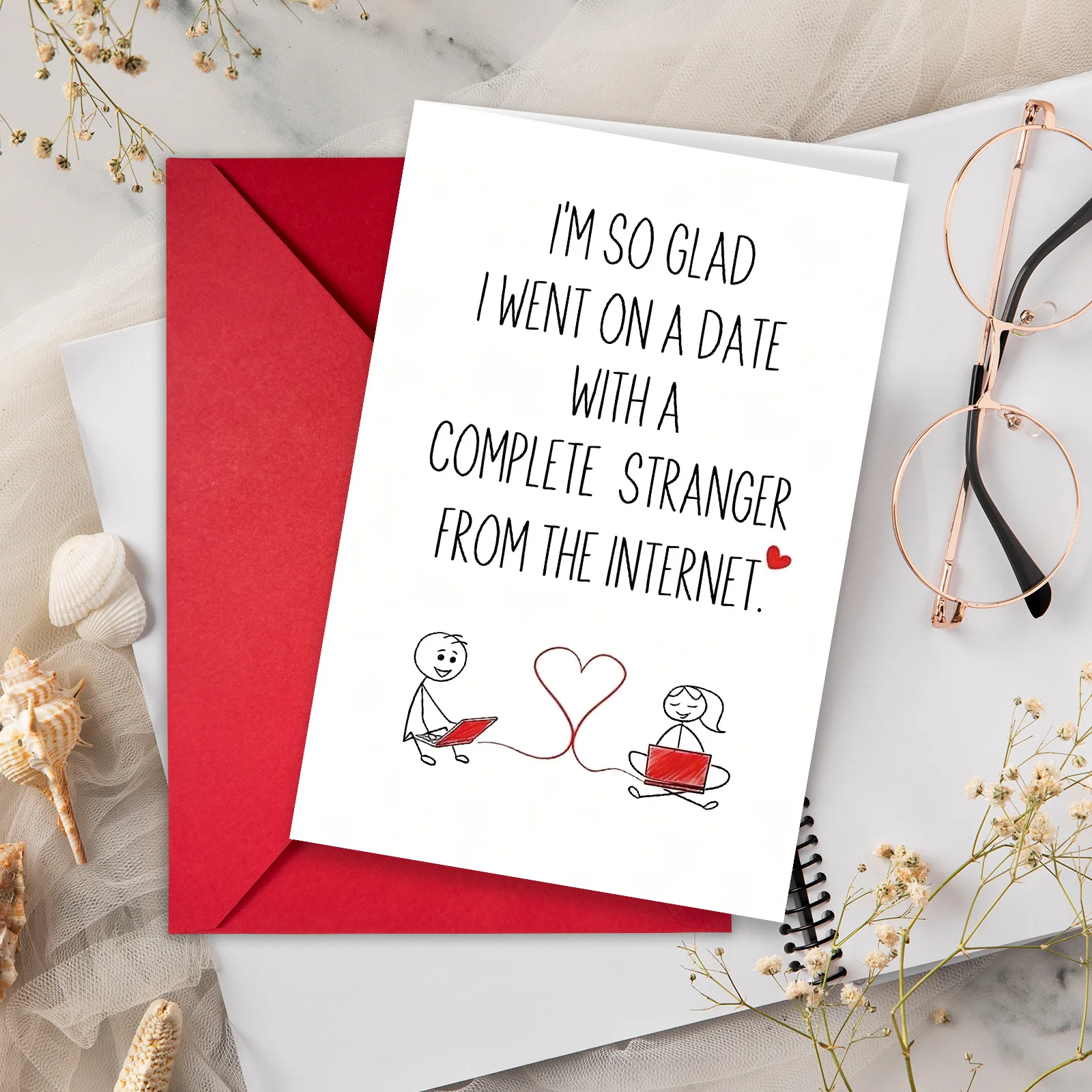 Humorous self-deprecating ridicule couple gift fun greeting card creative online love run now success commemorative card